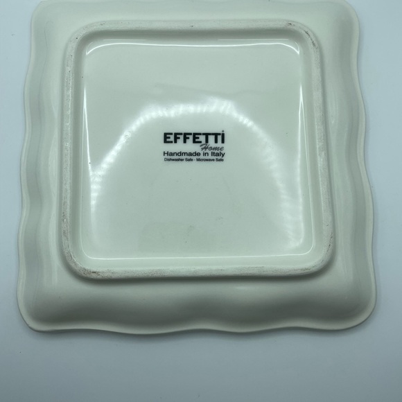 Effective hand made in Italy 🇮🇹 square plates with lemon 🍋 and ruffle edges - Picture 2 of 5